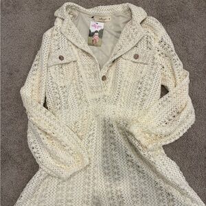 Molly Green Cream Crochet Romper